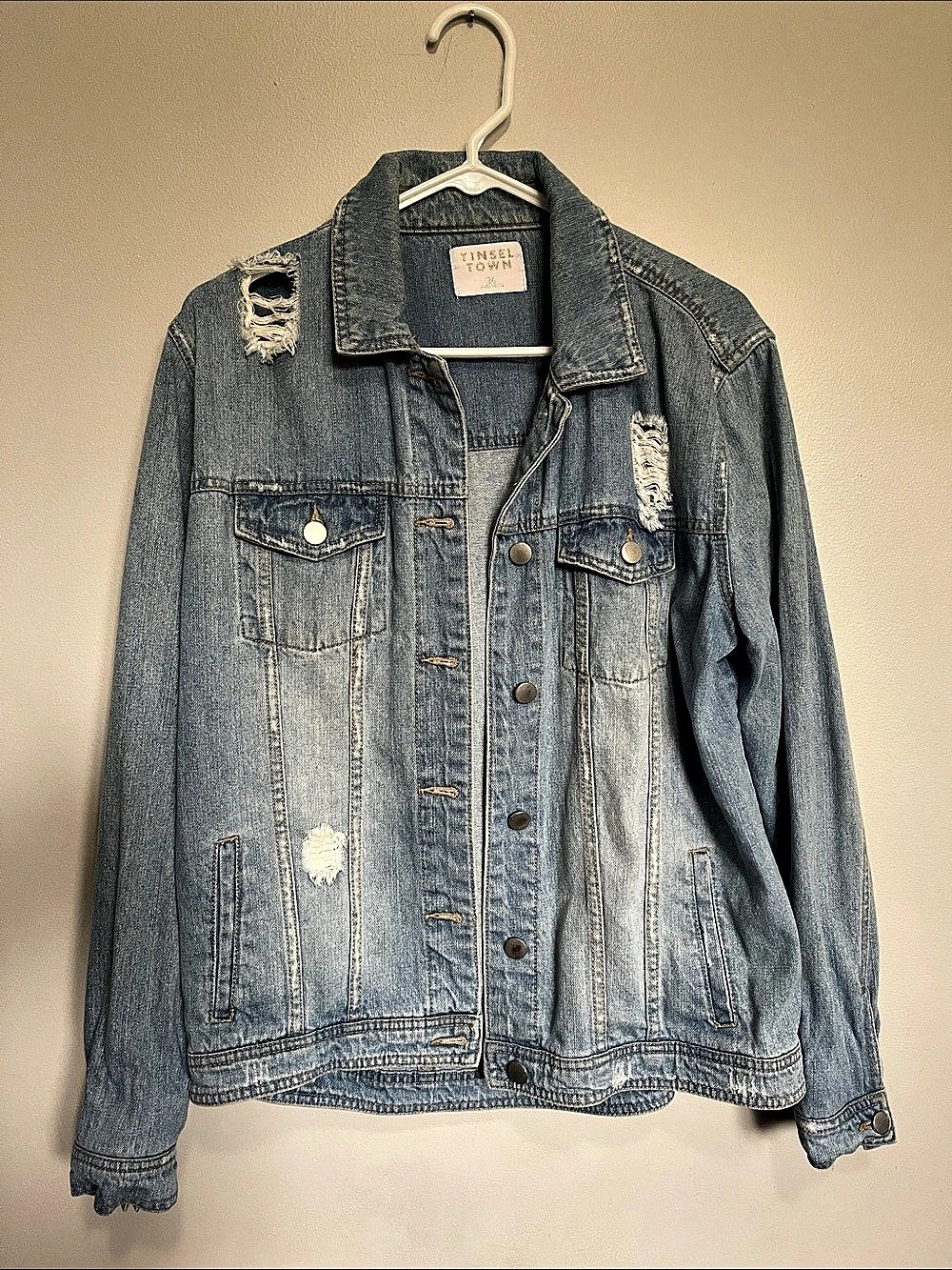 Tinseltown Distressed Denim Jean Jacket Size Medium